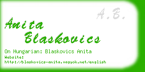 anita blaskovics business card